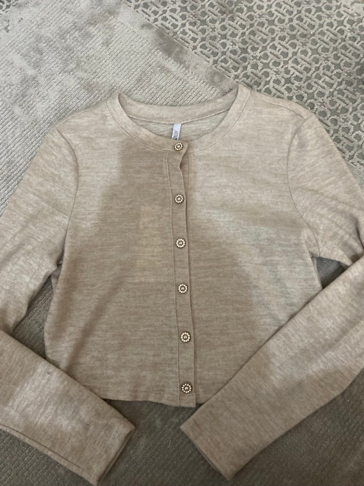 Düğmeli Bej Hamile Hırka - Görsel 4