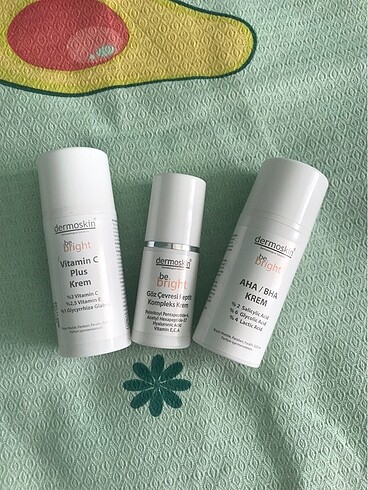 Dermoskin aha bha krem vitamin C plus krem be bright krem
