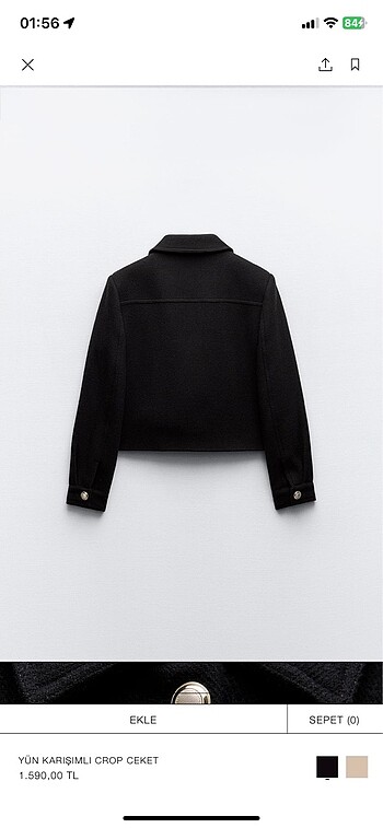 xs Beden siyah Renk Zara yün karışımlı düğmeli ceket