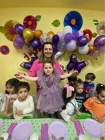 4 Yaş Beden mor Renk Elbise çoçuk abiye