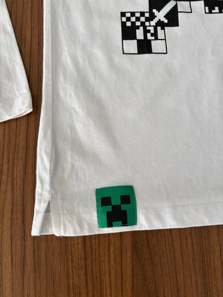 Minecraft Baskılı Beyaz Uzun Kollu Erkek Tişört - Görsel 5