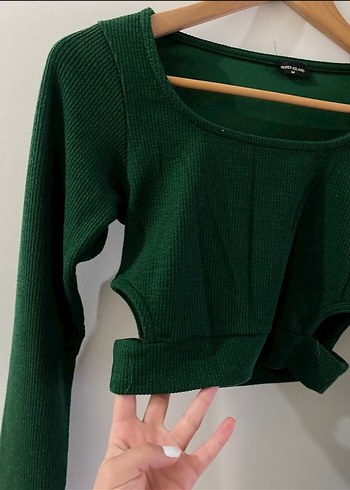 Yeşil Uzun Kollu İnce Triko Bluz - Görsel 2
