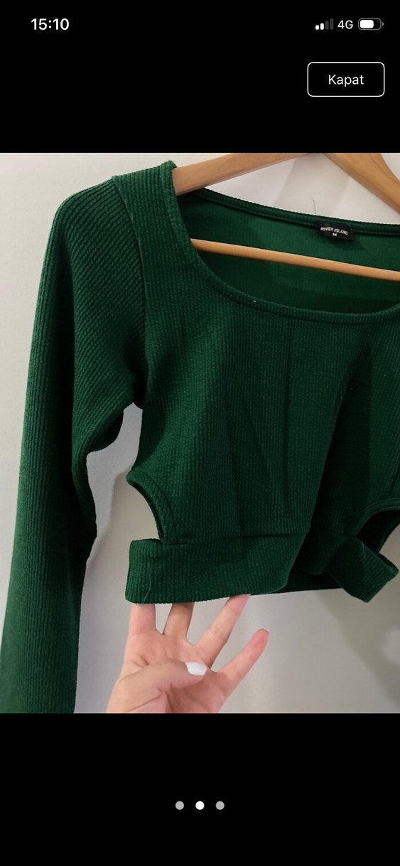 Yeşil Uzun Kollu İnce Triko Bluz - Görsel 2