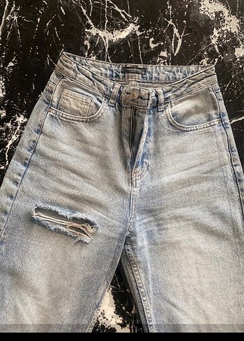 Gri Bol Kesim Midi Kadın Denim Pantolon - Görsel 2