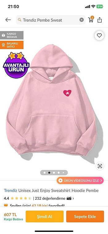 Trendiz Pembe Sweatshirt