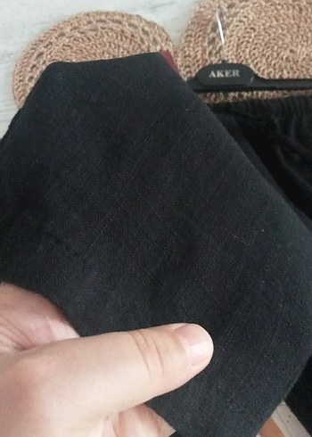 s Beden siyah Renk Kadın Siyah Keten Pantolon