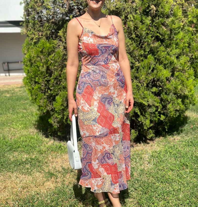 Bohem Çok Renkli Askılı Uzun Elbise - Görsel 3