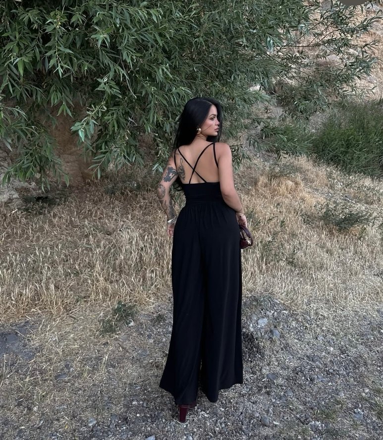 Siyah Uzun Askılı Kadın Tulum - Görsel 2