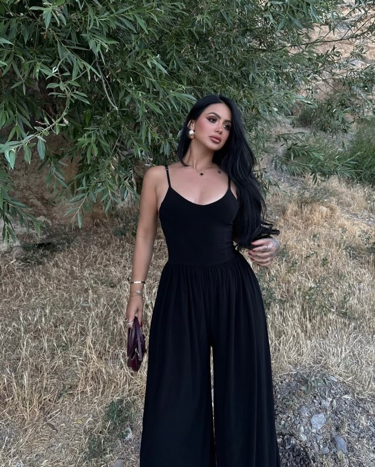 Siyah Uzun Askılı Kadın Tulum - Görsel 3