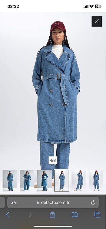 Denim Trençkot Trenchcoat Uzun Yeni Etiketi Yok