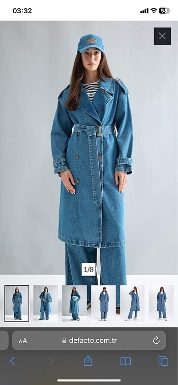 xl Beden Denim Trençkot Trenchcoat Uzun Yeni Etiketi Yok
