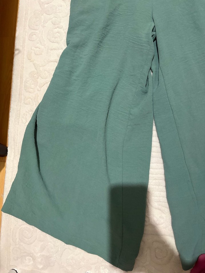 Kemerli V Yaka Uzun Kadın Tulum - Görsel 2