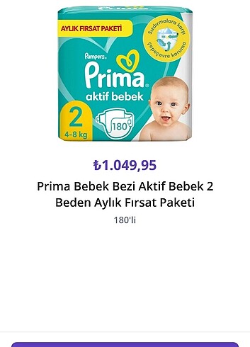 Prima aktif bebek 2 numara