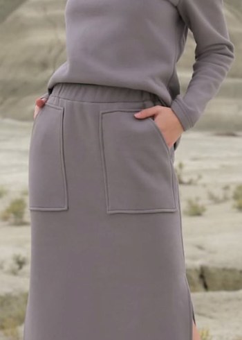 Uzun Gri Yüksek Yakalı Triko takım - Görsel 8