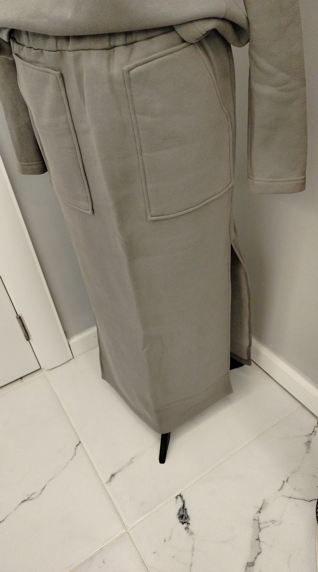 Uzun Gri Yüksek Yakalı Triko takım - Görsel 5