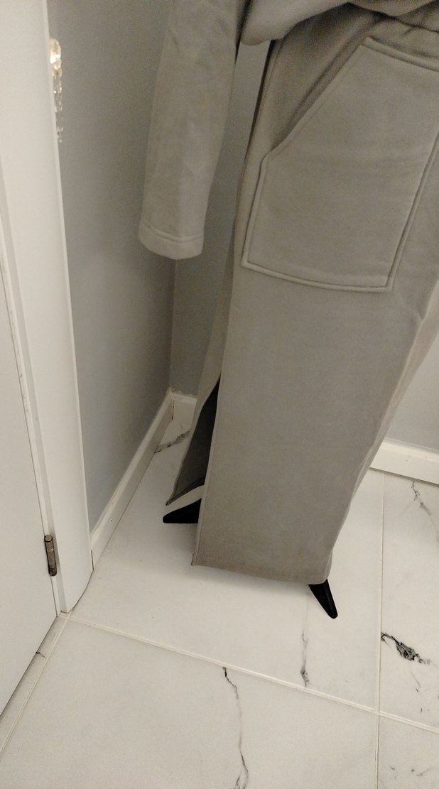 Uzun Gri Yüksek Yakalı Triko takım - Görsel 4