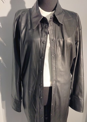 Kadın Siyah Uzun Deri Kemerli Ceket - Görsel 4