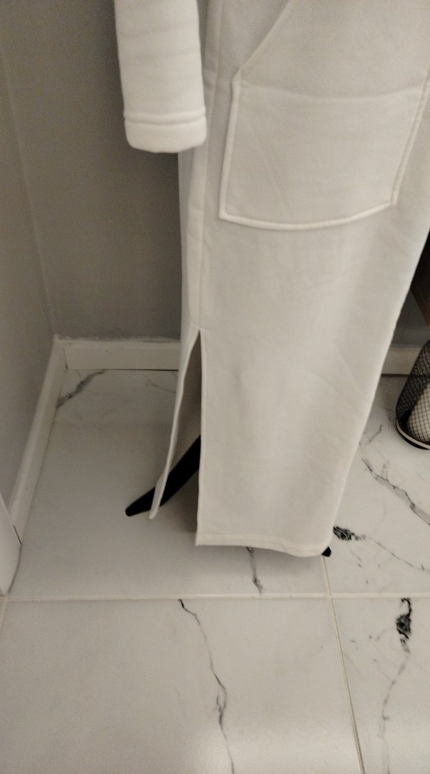 Beyaz Kapüşonlu Kadın Uzun ikili takım - Görsel 5