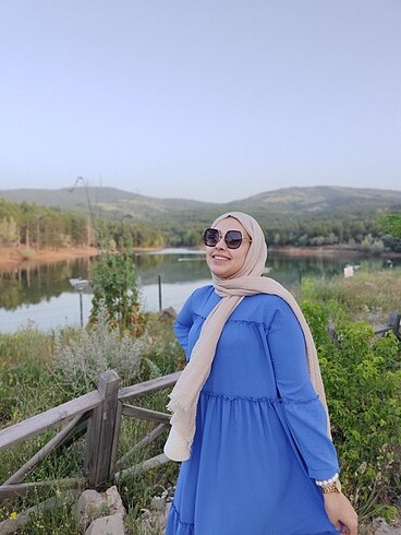 m Beden mavi Renk Trendyol modest elbise