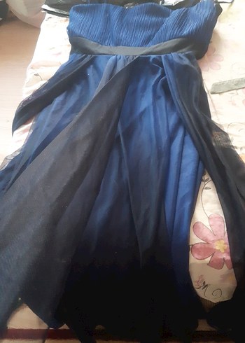 Straplez Lacivert Uzun Abiye Elbise - Görsel 3