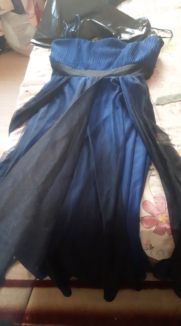 Straplez Lacivert Uzun Abiye Elbise - Görsel 3