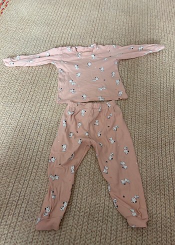 Kız Çocuk Pembe Pamuklu Uzun Kollu Pijama Takımı