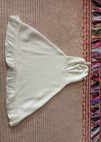 Kız Çocuk Beyaz Kapüşonlu Bohem Panço - Görsel 3