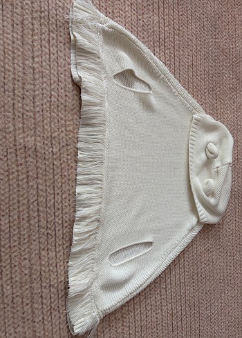 Kız Çocuk Beyaz Kapüşonlu Bohem Panço - Görsel 6