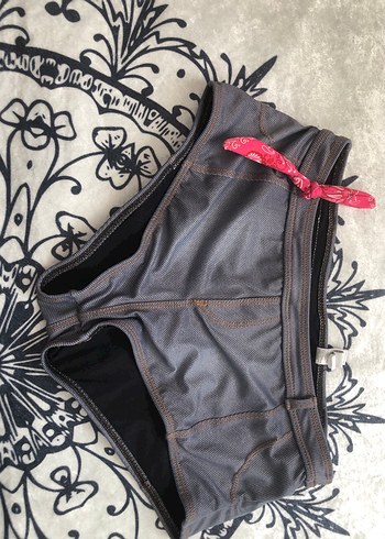 Gri Biker Tarzı Midi Bikini Altı