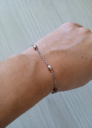 Sterling silver Zincir Detaylı Minimalist gümüş Kadın Bileklik