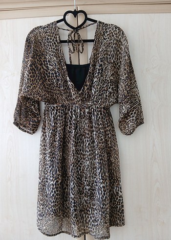 Leopar Desenli  elbise - Görsel 3