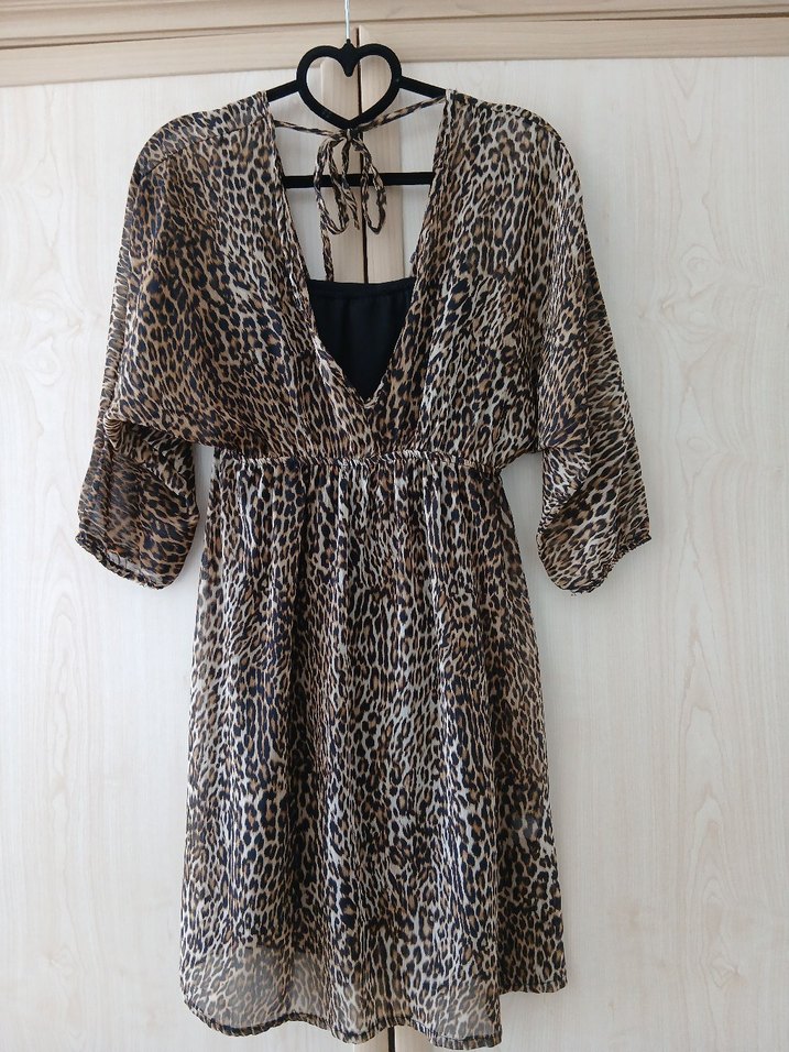 Leopar Desenli  elbise - Görsel 3