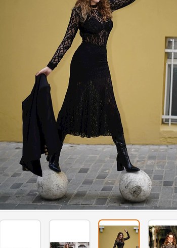 Dantel Detaylı Siyah Uzun Etek - Görsel 2