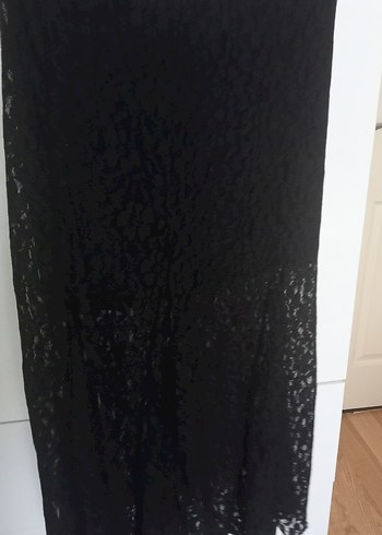 Dantel Detaylı Siyah Uzun Etek - Görsel 5