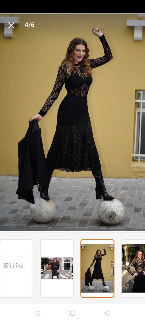 Dantel Detaylı Siyah Uzun Etek - Görsel 2