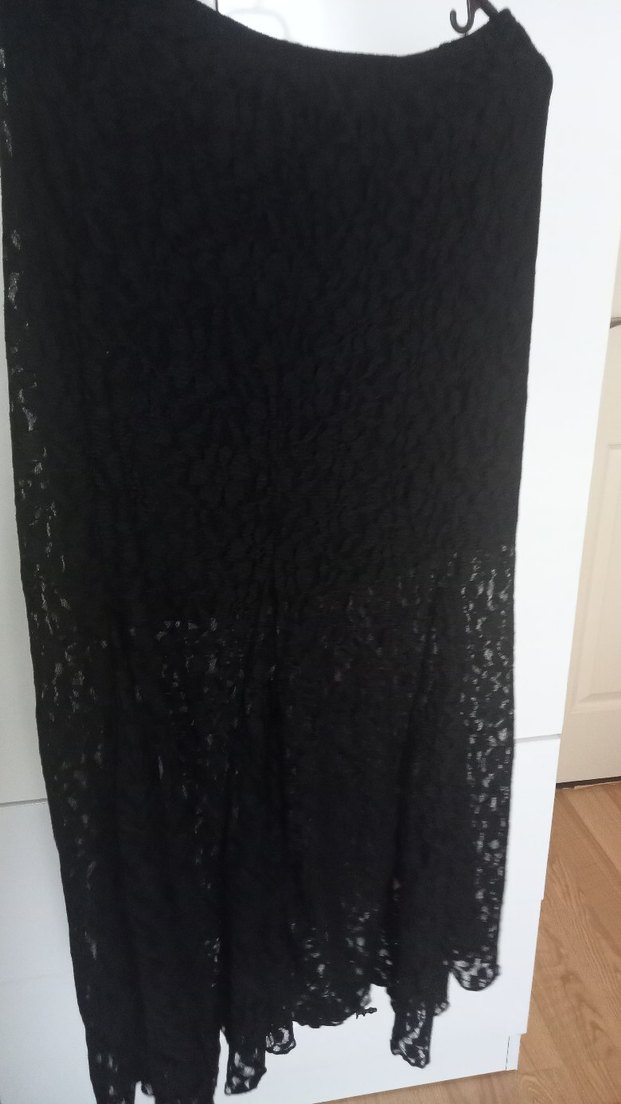 Dantel Detaylı Siyah Uzun Etek - Görsel 5