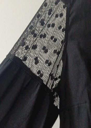 xl Beden Siyah V Yaka Uzun Kollu Dantel Detaylı Bluz