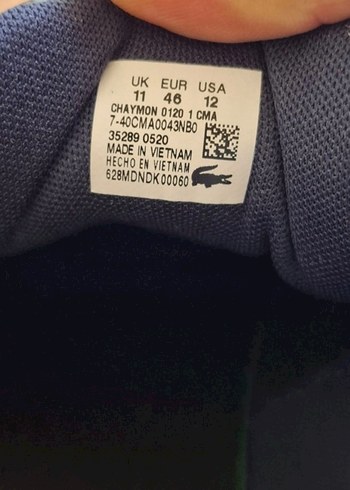 tek ebat Beden lacivert Renk Lacoste Lacivert Erkek Spor Ayakkabı 46 numara