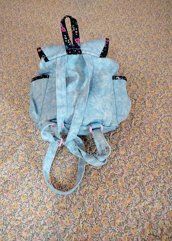 Mavi kız çocuk Sırt Çantası - Kedi Desenli - Görsel 5