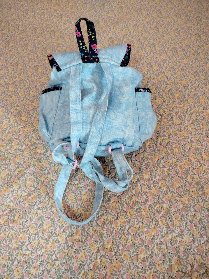 Mavi kız çocuk Sırt Çantası - Kedi Desenli - Görsel 5