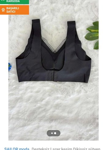 Siyah Desteksiz Lazer Kesim Spor Sütyeni - Görsel 2