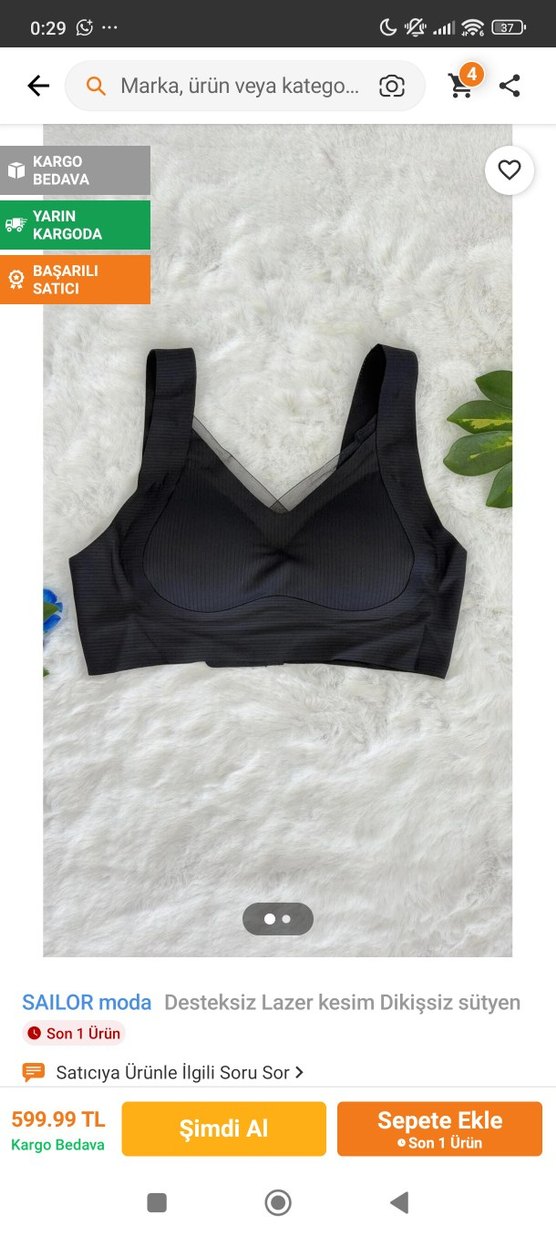 Siyah Desteksiz Lazer Kesim Spor Sütyeni - Görsel 4