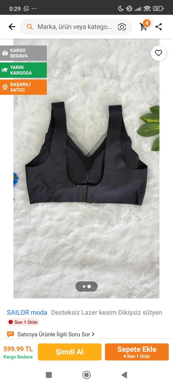 Siyah Desteksiz Lazer Kesim Spor Sütyeni - Görsel 3