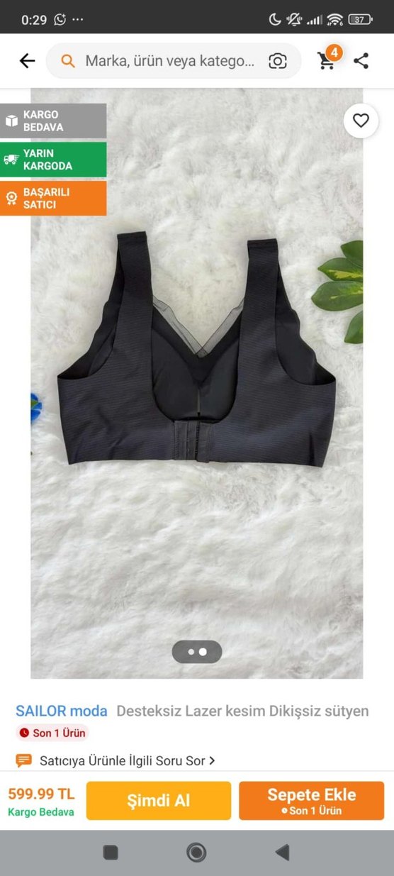 Siyah Desteksiz Lazer Kesim Spor Sütyeni - Görsel 2