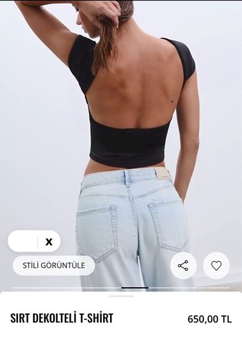 Sırt Dekolteli Siyah Crop Top