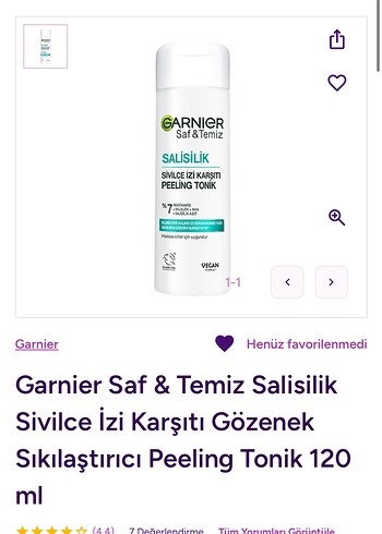  Beden Garnier Saf & Temiz Salisilik Peeling Tonik