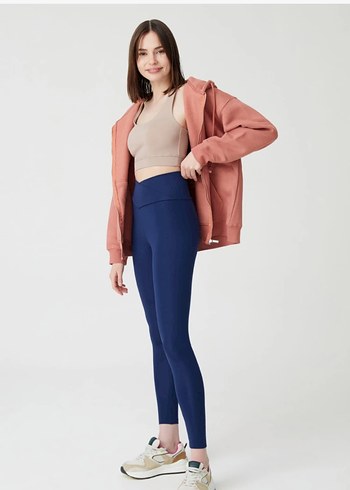 Koyu Mavi Kadın Mini Spor Tayt - Görsel 4