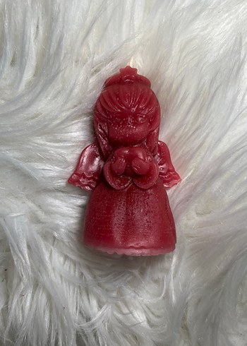 Bordo Melek ve Deniz Kabuğu Mum Seti - Görsel 3