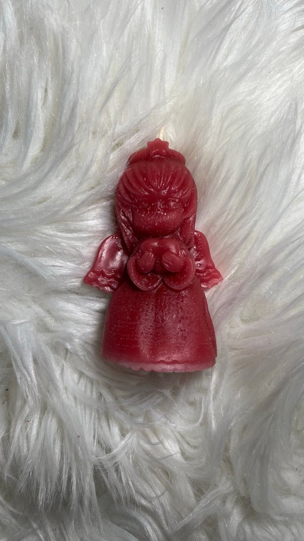 Bordo Melek ve Deniz Kabuğu Mum Seti - Görsel 3