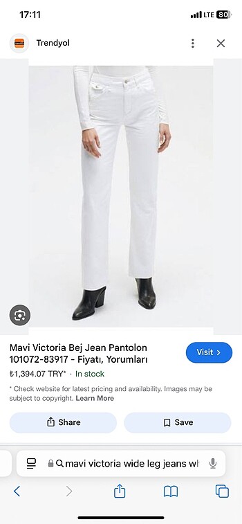 Beyaz kot pantolon
